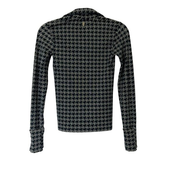 Rhone Houndstooth Seamless Base Layer 1/4 Zip Top Women’s Size XS Black Gray - Picture 2 of 7